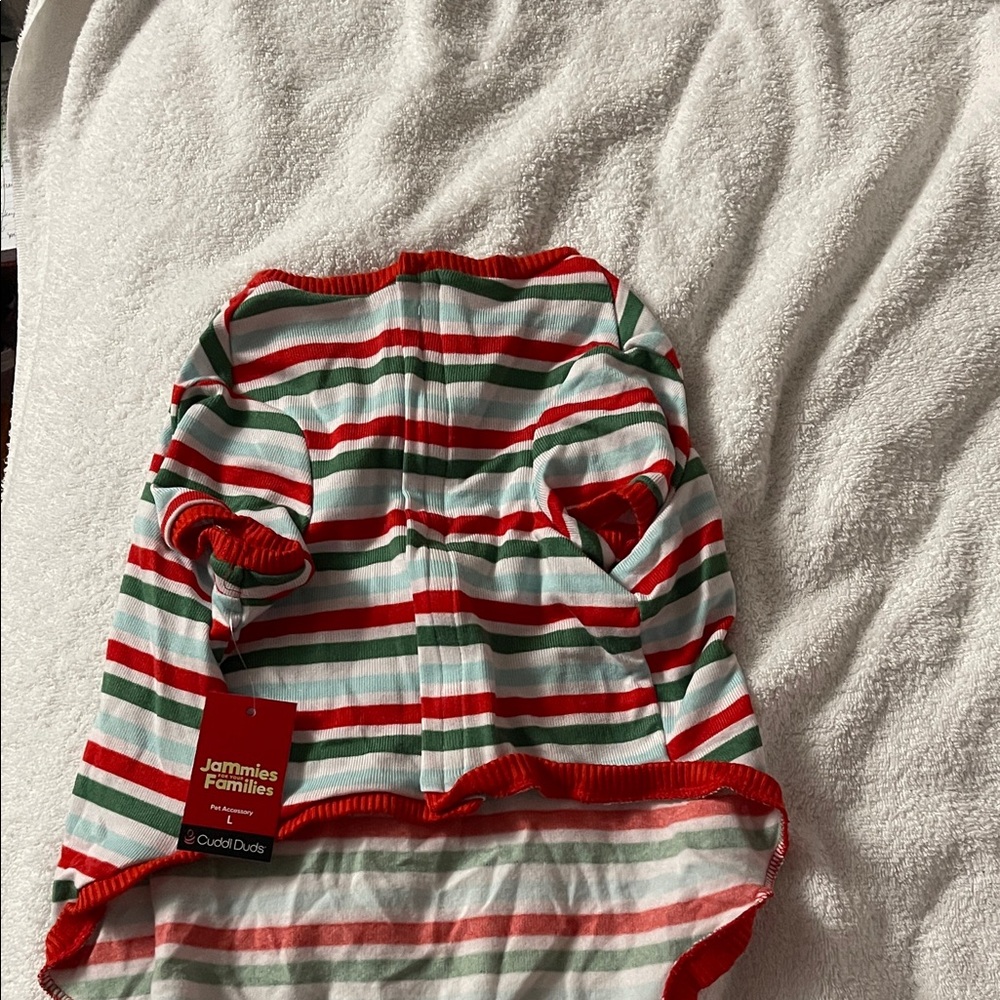 Cuddl Duds Striped Dog Pajamas - Red, Green, White